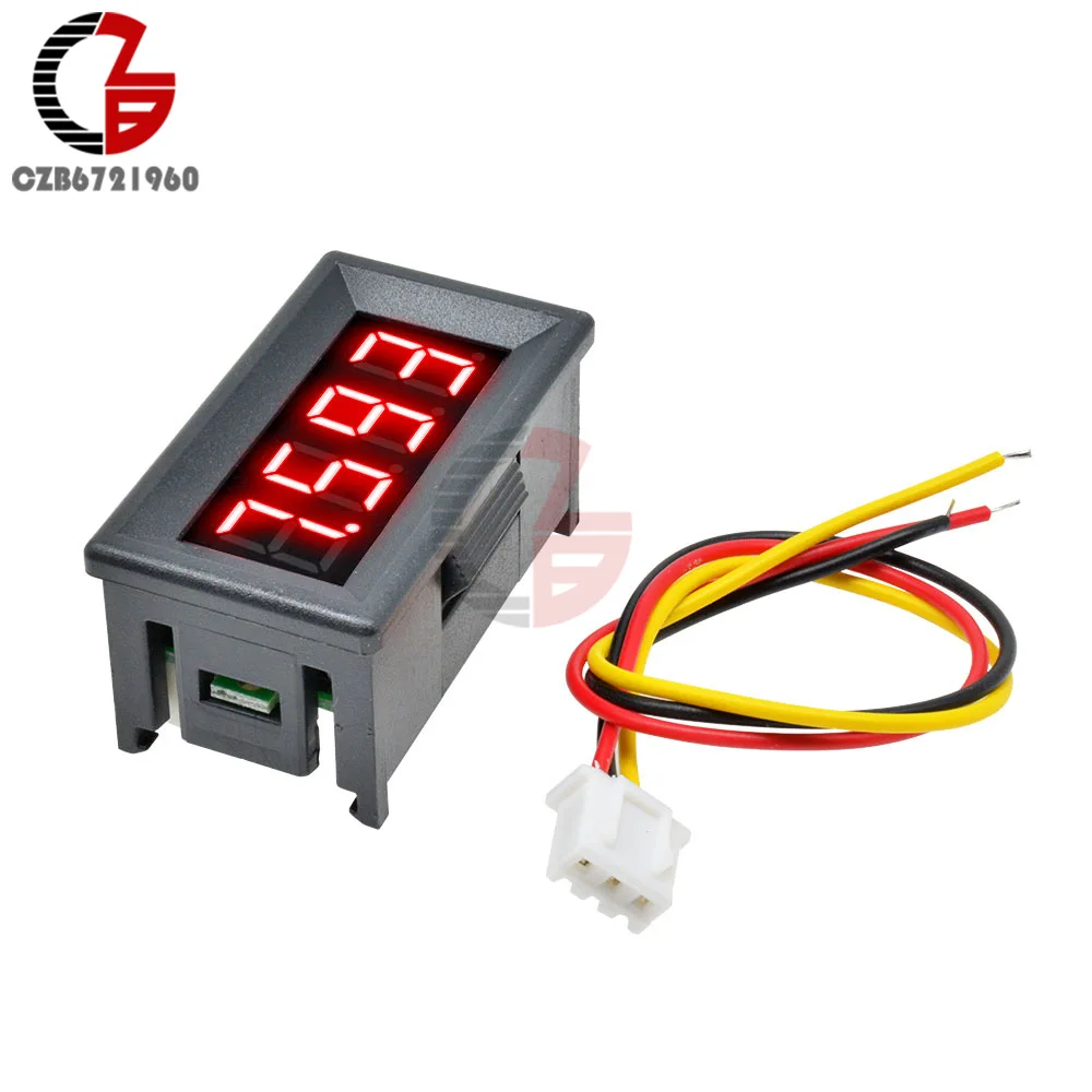 4 Digit 0-100V DC LED Digital Voltmeter 4 Bit 3 Wire Car Motorcycle Voltage Meter Lithium Battery Volt Tester Detector Monitor - Color: Red