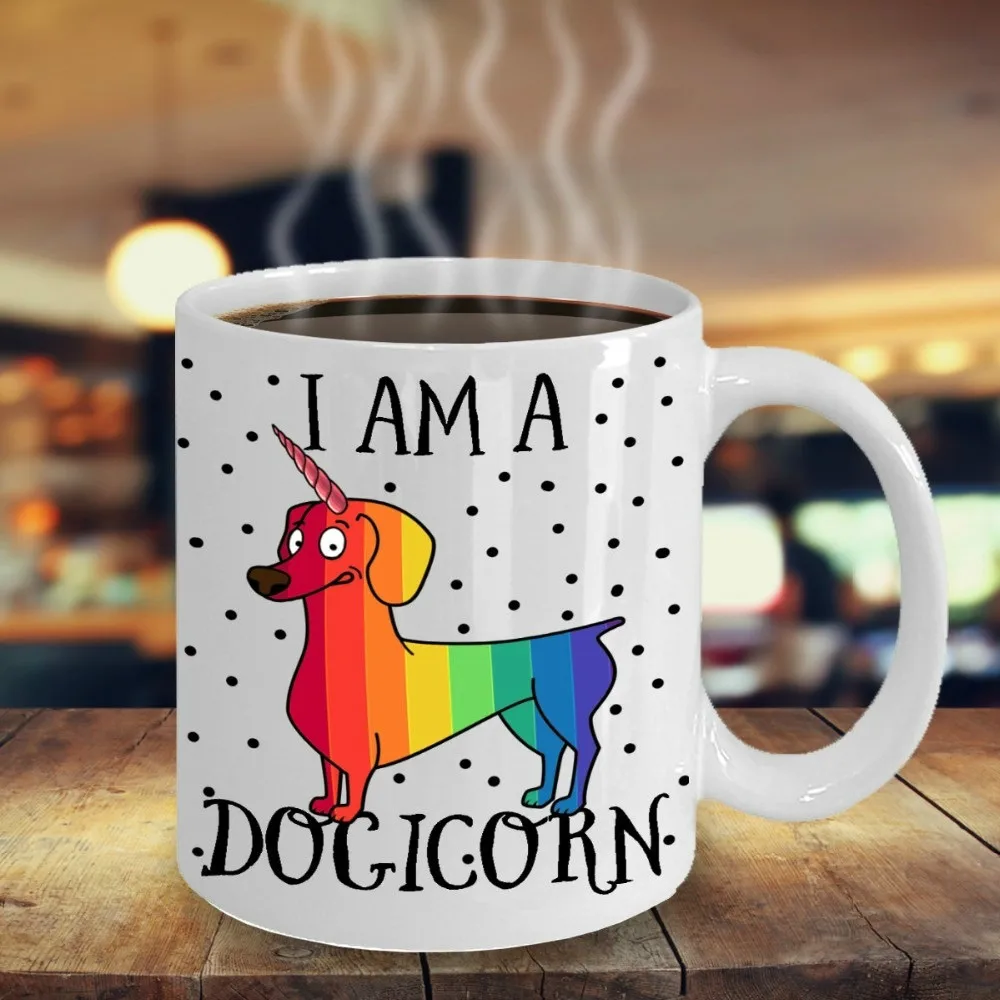 

Rainbow Unicorn Dachshund Dog Mugs Beer Travel Coffee Tea Cups Friend Gift Birthday Gifts