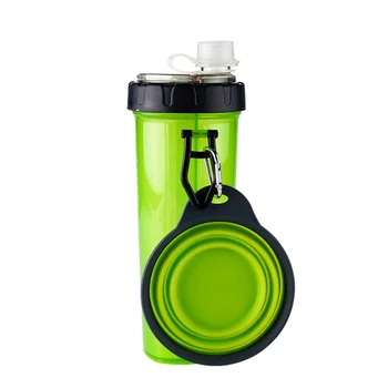 

Portable 2 in 1 Pet Food Water Feeder Outdoor Travel Dual Purpose Food Container with 2 Folding Silicone Bowls