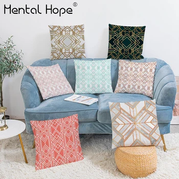 

Plaid Printed Decorative Sofa Cushion Geometric Pattern Throw Pillow Cover Home Decor Plush Square Pillowcase for Living Room