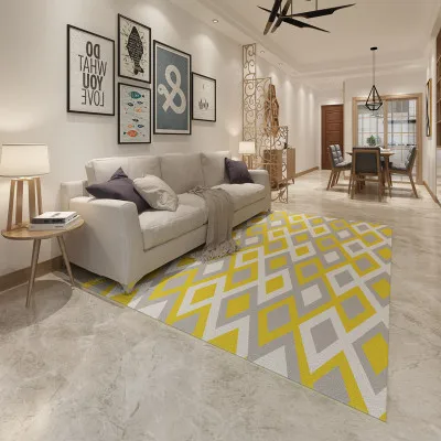 

Carpet Living Room 200cm*300cm big carpets EHOMEBUY 2019 New Carpet Yellow Brown Geometric Anti Slip Rugs