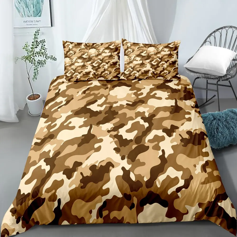 

3D Print Duvet Cover Sets Dropshipping 2/3pcs (Single1Pillowcase) Cool Boy Girl Kid Camouflage With Pillowcase Multicolor NO8