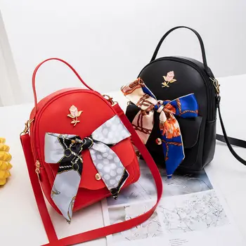 

Fashion Small Women Shoulder Bag PU Leather Envelope Crossbody Backpack Purse Ladies bow bandage backpacks