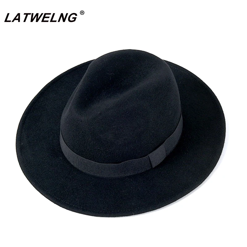 2019 Autumn Winter Couple Fedoras Caps Unisex Classic Jazz Hats Casual Black Wool Felt Hat