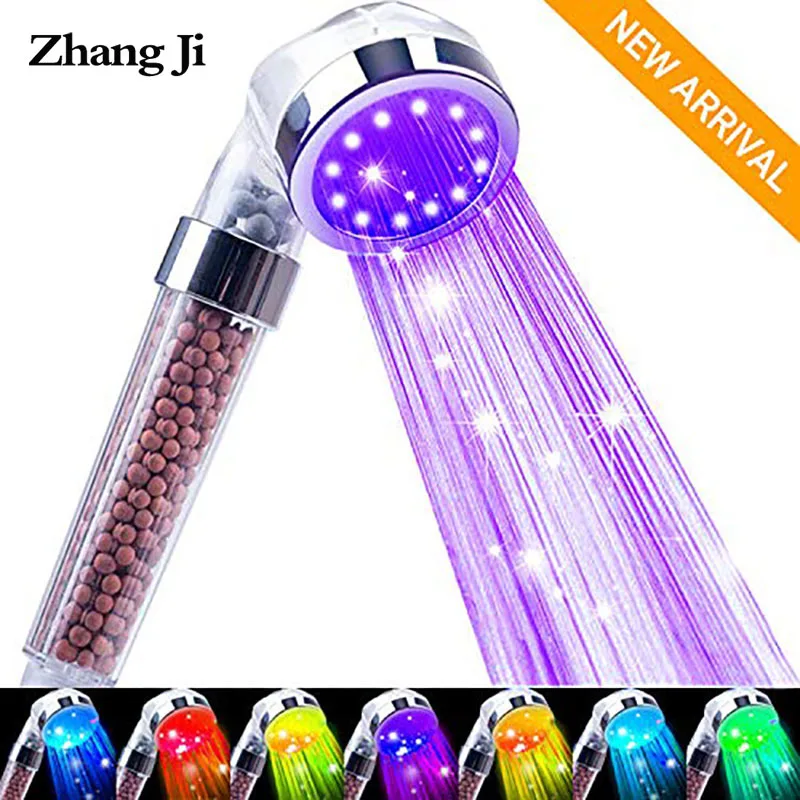 

ZhangJi colorful led shower head multicolour pressurized rainfall head led water saving 22*6.5cm shower filter Light head ZJ081
