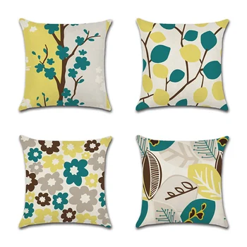 

1PCs Tropical Plants Cushion Cover Flower Leaf Green Leaves Monstera Hibiscus Flower Decorative Linen Pillow Case Cushion Covers