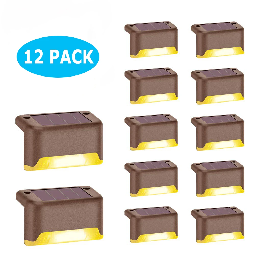 12 Packs 4/8/12/16 шт. Открытый Солнечный палубе солнечного света подсветка лестницы Творческий Водонепроницаемый IP65 Mpow фонари на солнечных батареях для Лестницы шаги двор сад - Испускаемый цвет: 12 Packs