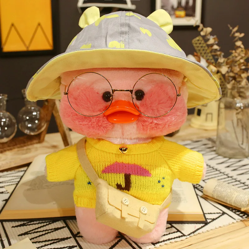 

Ins lalafanfan cafe mimi Stuffed animal little yellow duck plush doll toy for girls birthday present