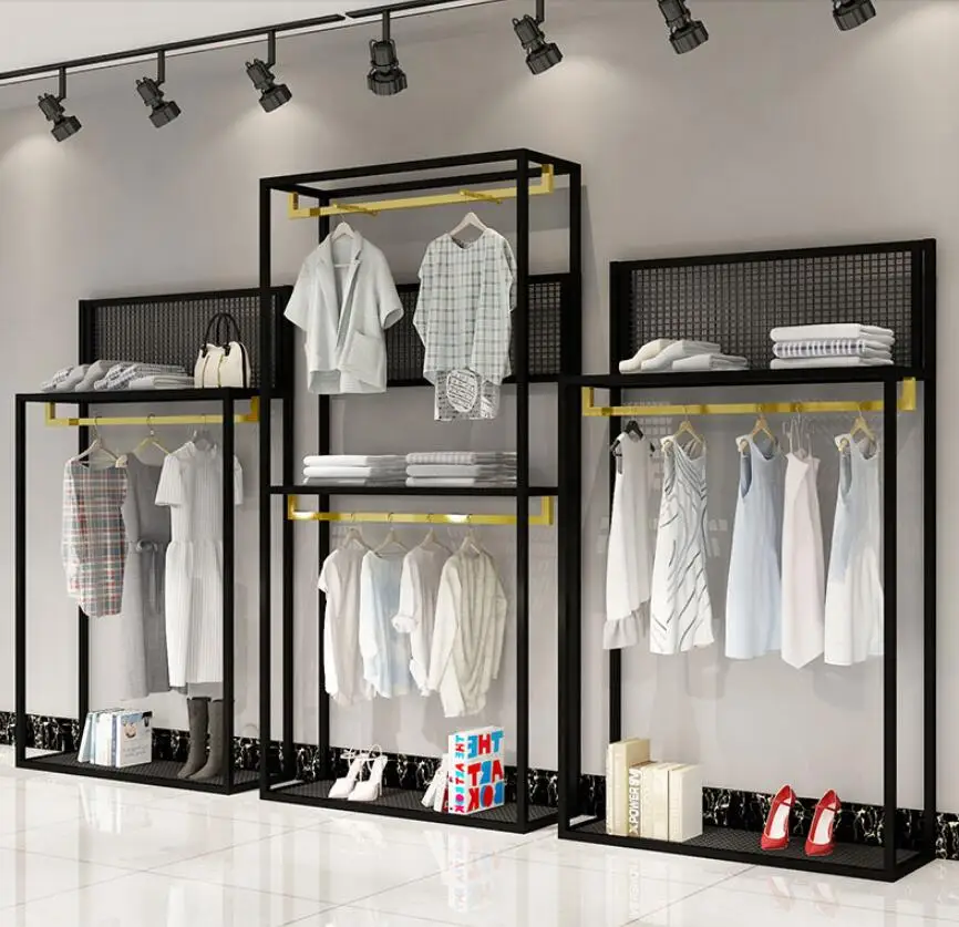 Estantes de tienda de ropa para mujer, estante simple alto y bajo, ventana,  bolsa de zapatos, soporte de piso - AliExpress