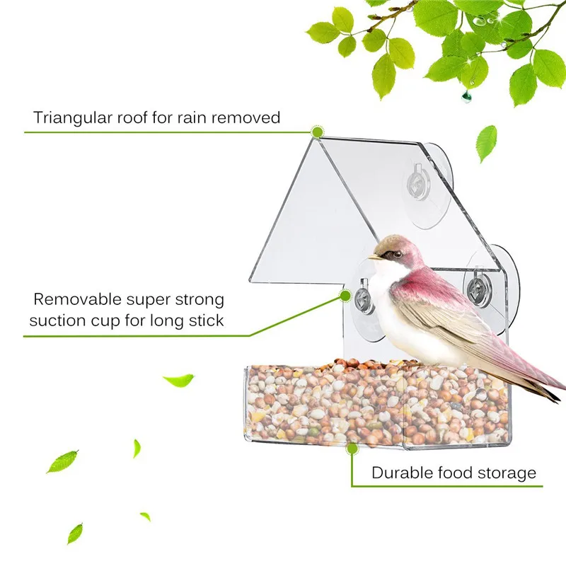 Акриловый кормушка для птиц с прозрачным окном для просмотра кормушек для птиц с супер Крепкие присоски для улицы Кормушка Для белки