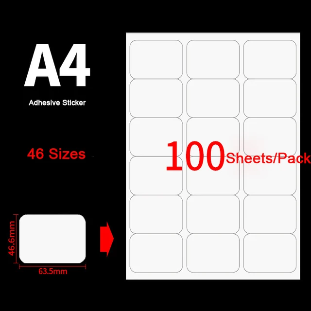 100 Sheets/Pack A4 Sticker Printing Label White Paper Sticker For Laser  Inkjet Printer A4 Die-cut Sticker Blank Label Stationery - AliExpress