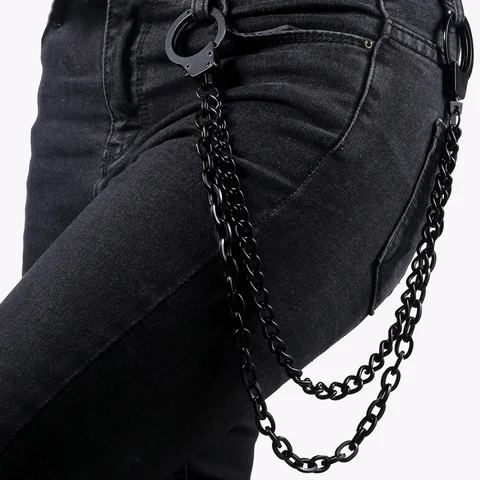 Tone Pants Chain For Men Women 2 lines Curb chain Punk Jean Adjustable Hip-hop Metal Clothing Accessories Jewelry PC03