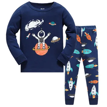 

Children pajamas set kids Cartoon Spaceship series sleepwear 100% cotton Girls boys cozy nightwear Family Clothing pyjamas