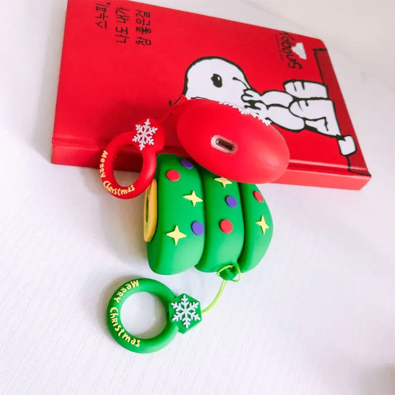 Christmas Theme Protective Case Silicone Cover with Lanyard for Airpods 1/2 Kit for smart watch