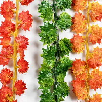 

12pcs/set Artificial Flower Autumn Leaves Garland Maple Leaf Vine Fake Foliage Home Wedding Decoration