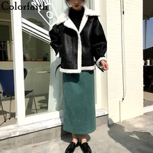 Colorfaith, весенне-Летняя женская Вельветовая юбка с высокой талией и разрезом, модная однотонная эластичная талия, элегантная женская юбка миди SK1129