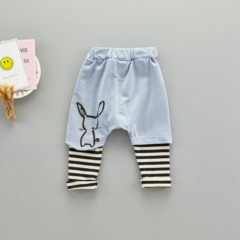 VIMIKID/комплекты одежды для малышей коллекция года, Осенний хлопковый топ с длинными рукавами и рисунком кролика+ полосатые штаны с фальш-вставкой комплекты детской одежды