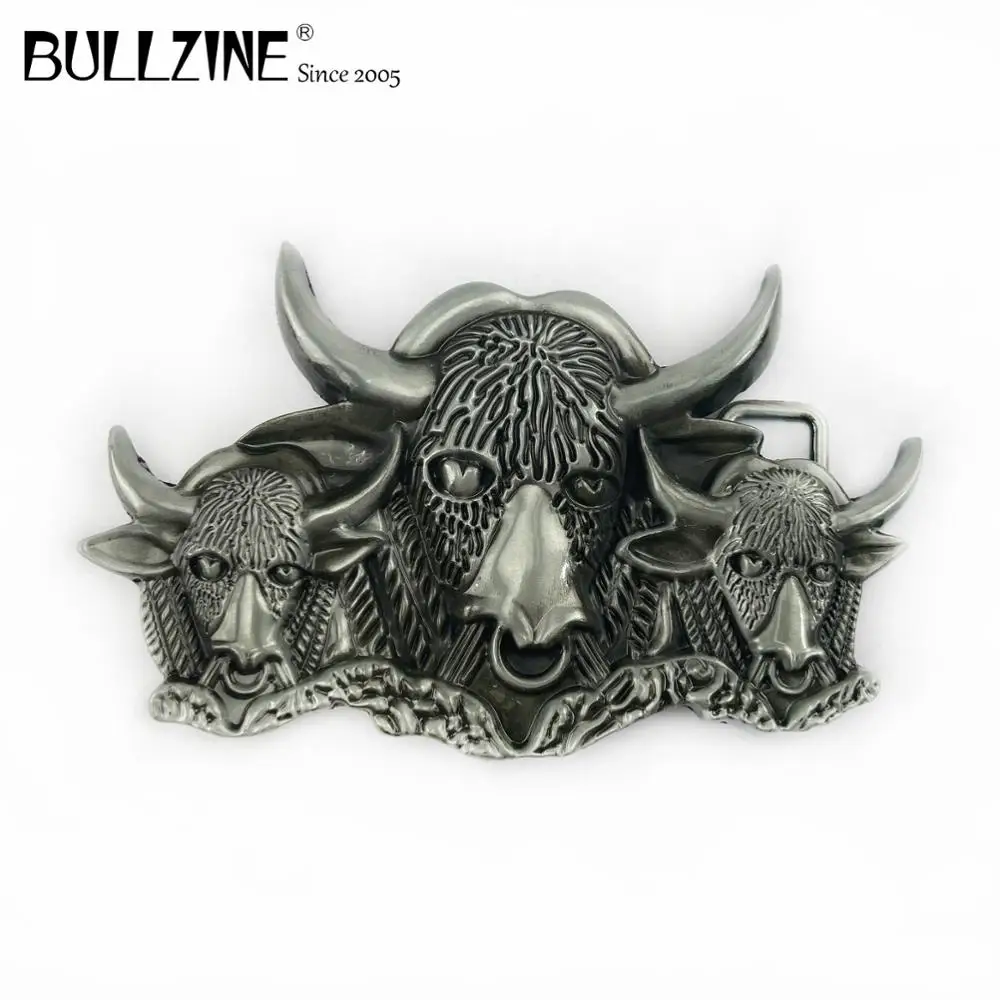 В Bullzine в виде Головы Быка пряжки ремня с оловянной отделкой FP-03576 для 4 см ширина