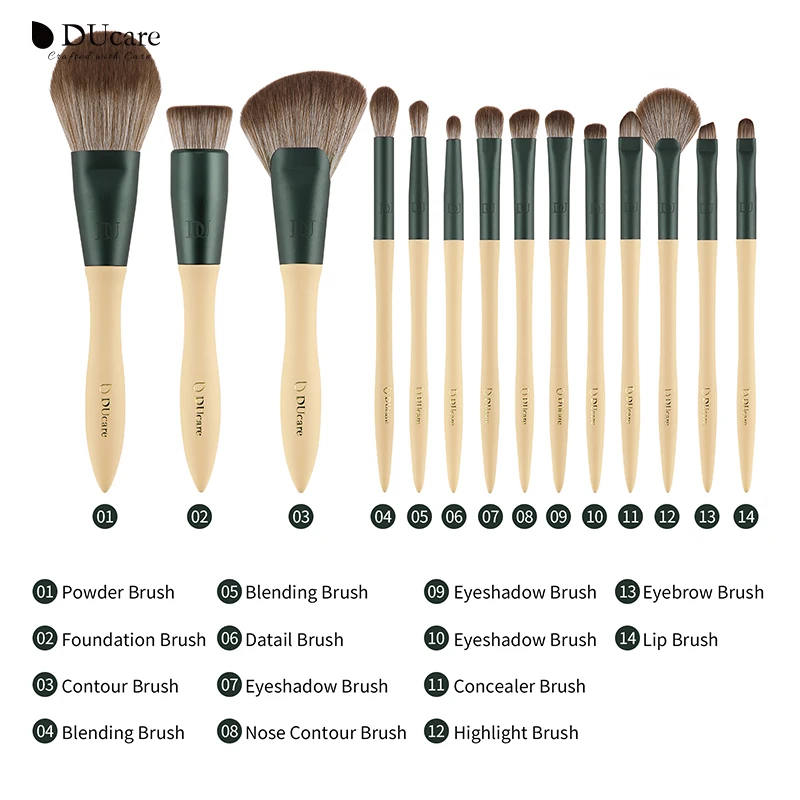 Esponja de Maquiagem de Alta Conjunto de Escova de Maquiagem Pacote de Presente Pincéis de Maquiagem com 3 Ducare Qualidade Macio Sintético Hairbest 14 Pçs 3 Ducare 14 pçs pincéis de maquiagem com