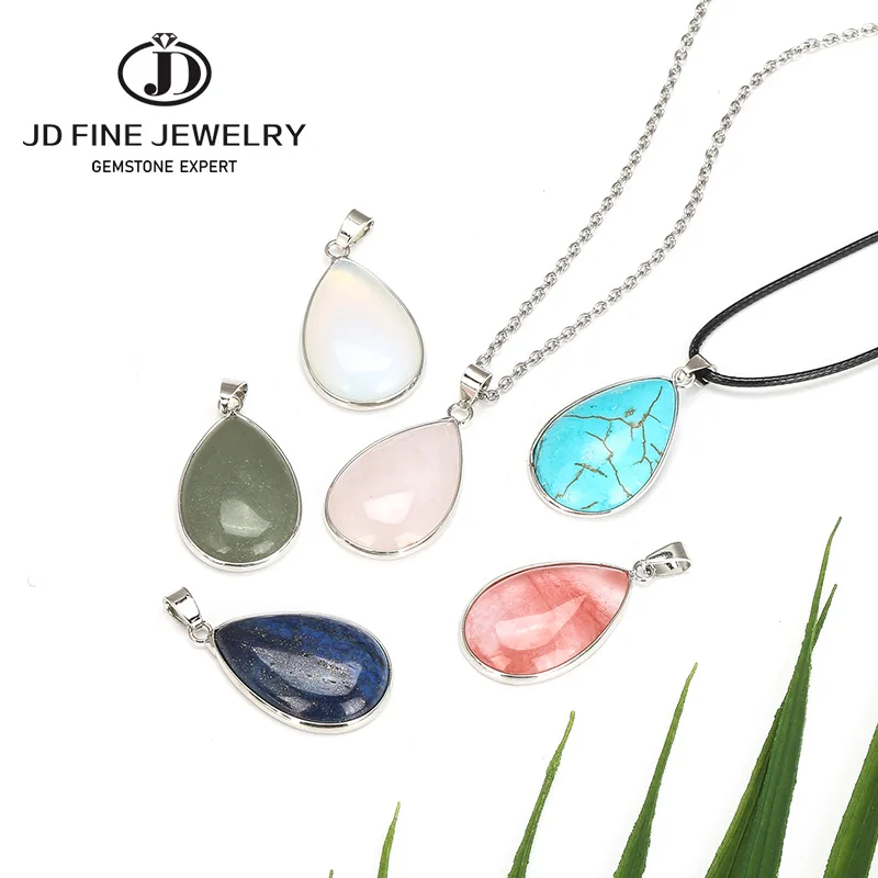 JD оптовая продажа капли воды форма натуральный камень розовый кварц/лазурит