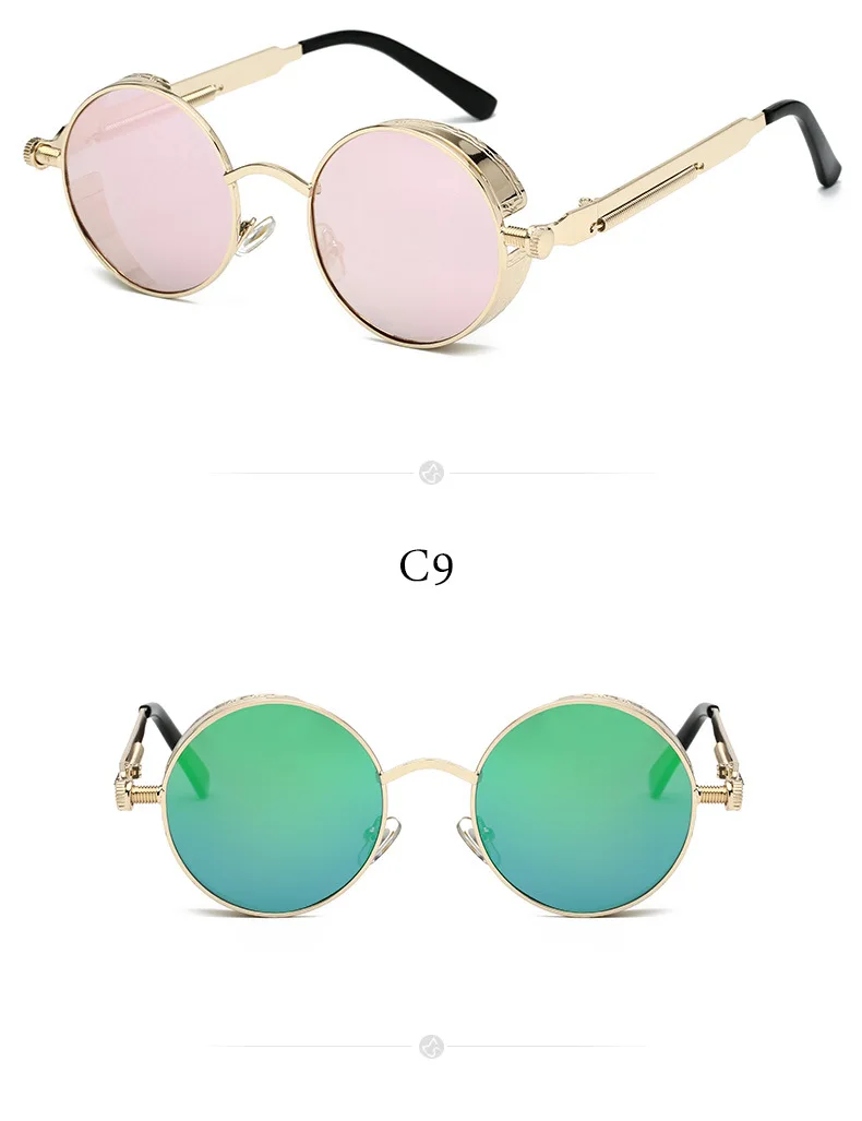 Korean version of the polarized punk steam round frame trend sunglasses ladies modern personality street beat sunglasses