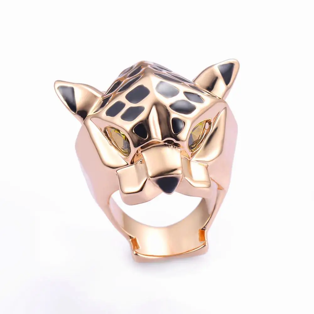 High Quality Leopard Man Woman Cocktail Statement Ring Green Zircon Eyes Jewelry Dropship Size 6/7/8/9 3