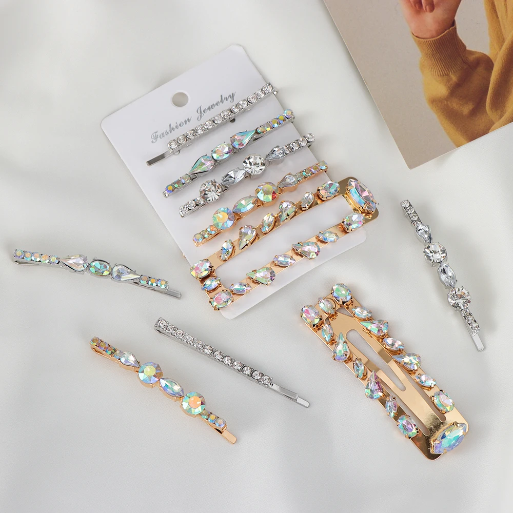 1 шт./компл. горячая стразы Bling заколка очаровательная с украшением в виде кристаллов красочные зажимы для волос заколка-пряжка для Для женщин цвет серебристый, золотой волос Accessises