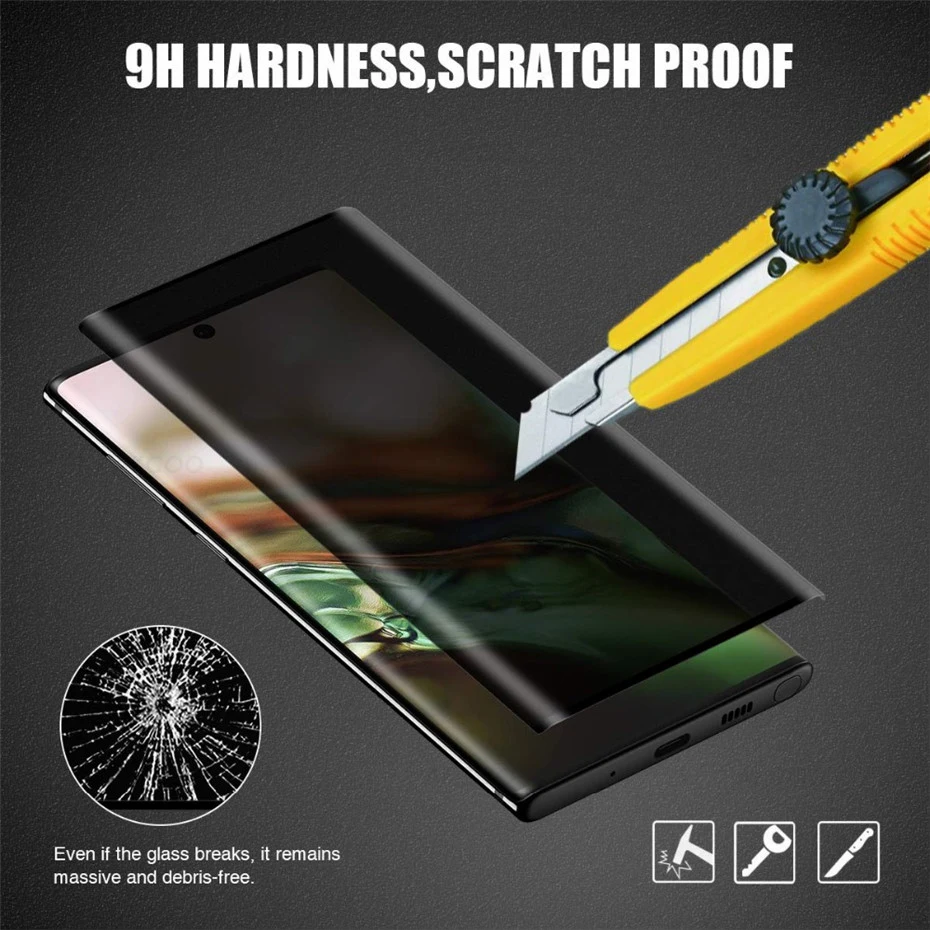 Akcoo антишпионская Защитная пленка для samsung Note 10 Plus, ультрафиолет, закаленное стекло для samsung S8, S9, Note 8, 9, S10 Plus, пленка
