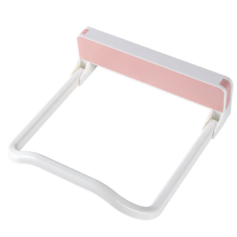 Bathroom Foldable Shelf Hanger Washbasin Holder Towel Frame Bathroom Adhesive Storage Rack Kitchen Board Drain Rack Organizer - Цвет: Pink
