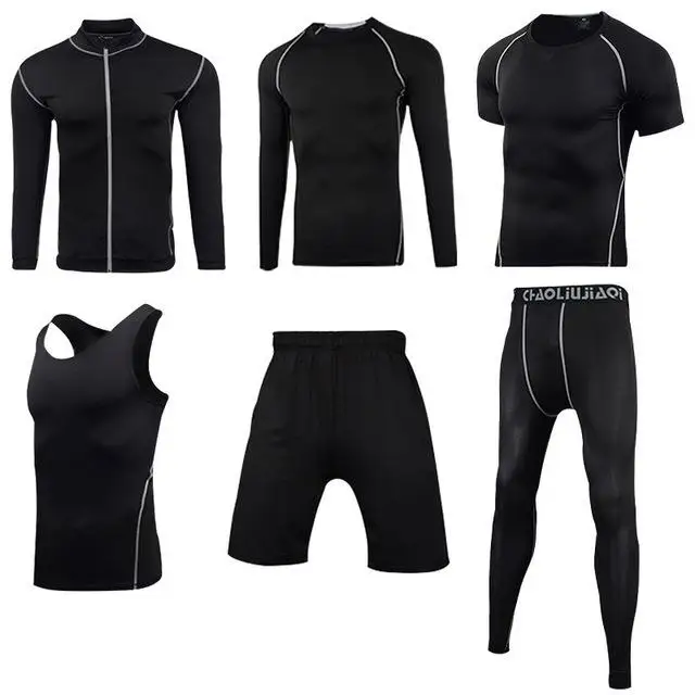 Men sportswear 6-2 Мужская спортивная одежда, Компрессионные спортивные костюмы, быстросохнущие комплекты для бега, одежда, спортивный костюм для бега, тренировок, тренажерного зала, фитнеса, спортивные костюмы, набор для бега - Цвет: Men sportswear 6-2