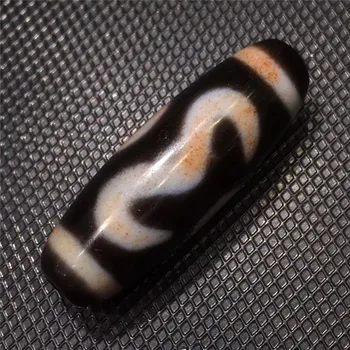 

200812-2 Oily and Cinnabar Ruyi 2 eyes Tibetan Dzi Beads Amulet Beads