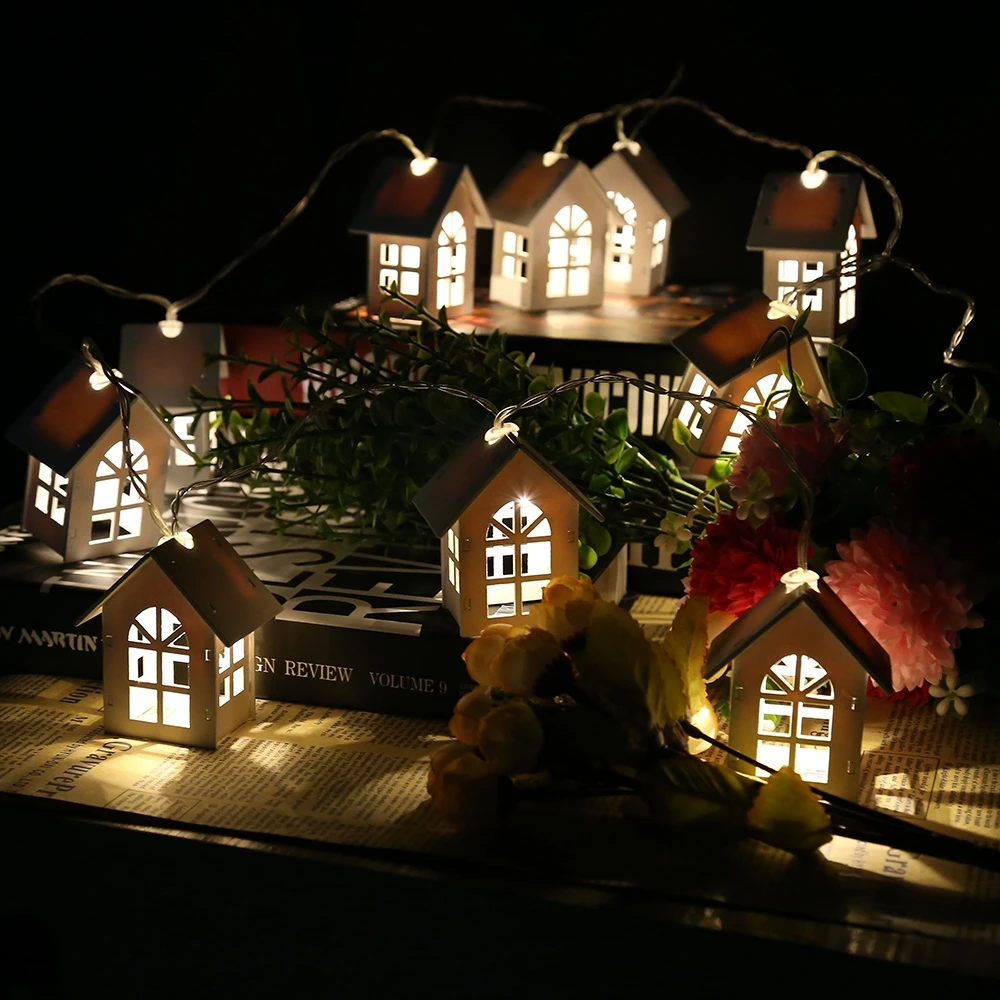 

1set 10LEDs House Shaped Led String Light High Brightness LED Strip For Xmas Decor Girl'S Room Decorative String Lights