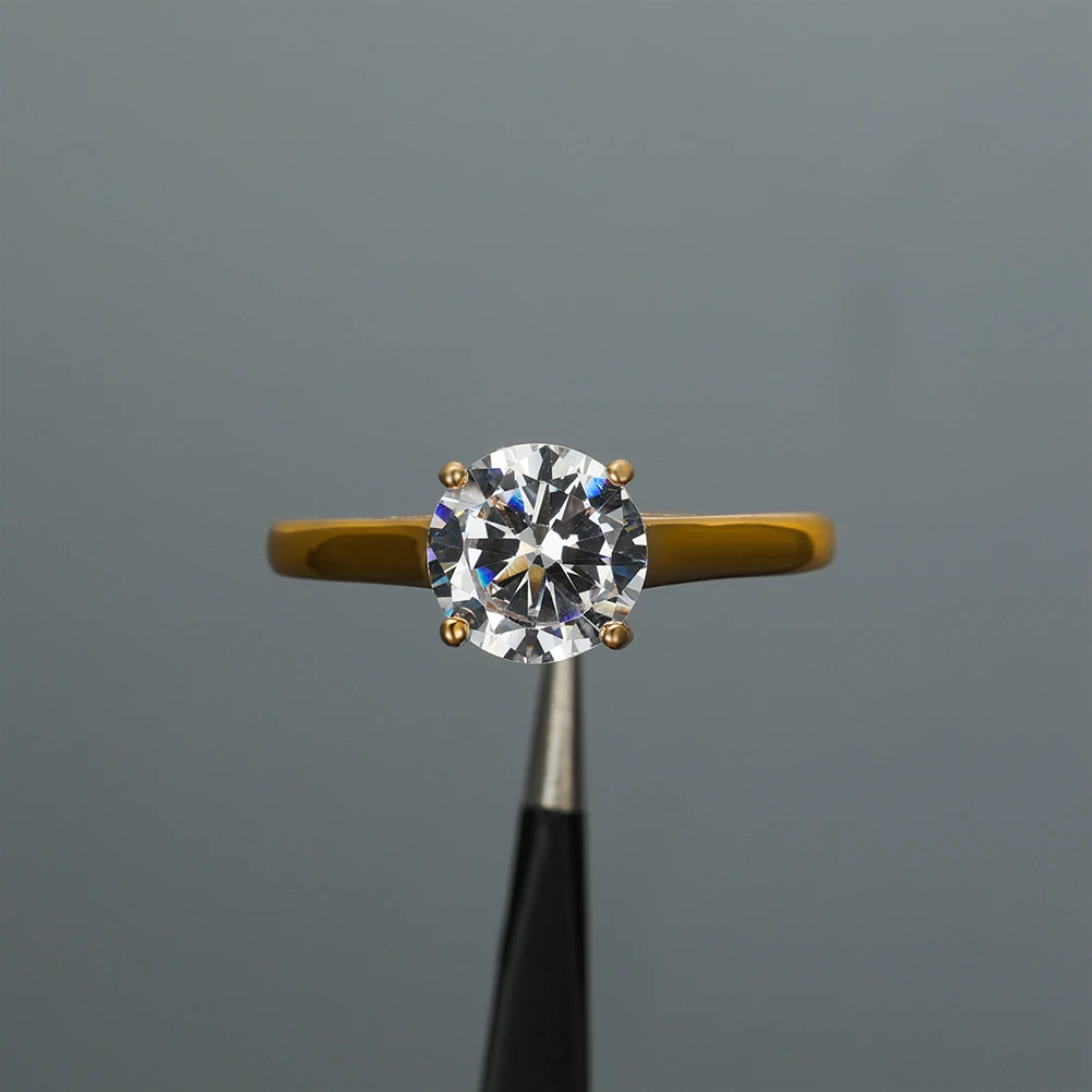 Female White Crystal Stone Jewelry Luxury Gold Color Wedding Rings For Women Luxury Round Zircon Engagement Thin Ring wedding rings round rings womens ring cubic zircon ring jewelry rings finger rings ring jewelry