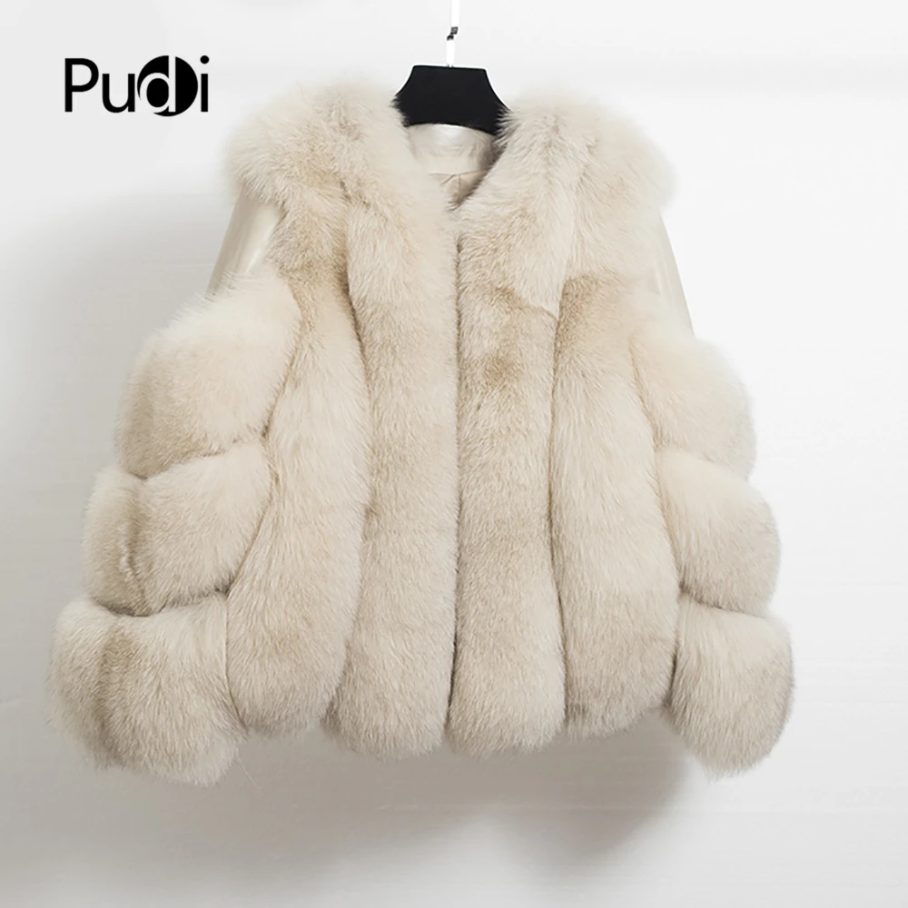 

Pudi CT912 women knitted Real fox fur coat jacket overcoat lady fashion winter warm genuine fur coat outwear