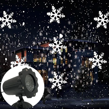 

Moving Snowflake Laser Projector Light Christmas New Year LED Stage Light Outdoor Snow Party Garden Landscape Lamp