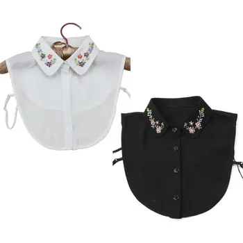 

Women Chiffon Detachable Half-Shirt Handmade Crystal Beading Floral Fake Collar