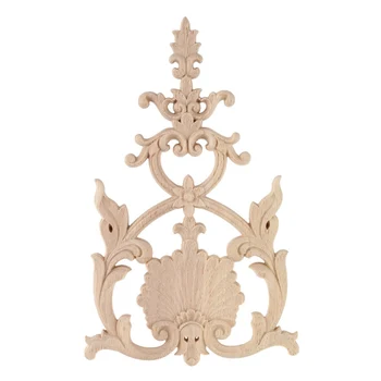 

1X Rubber Wood Carved Applique Vintage Furniture Craft Decor #H