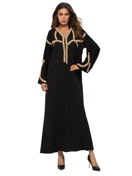 

Muslim Abaya Dress Long Robe Women Moroccan Kaftan Jubah Islamic Clothing Turkey Arab Hijab Vestidos Party Applique Maxi Abayas
