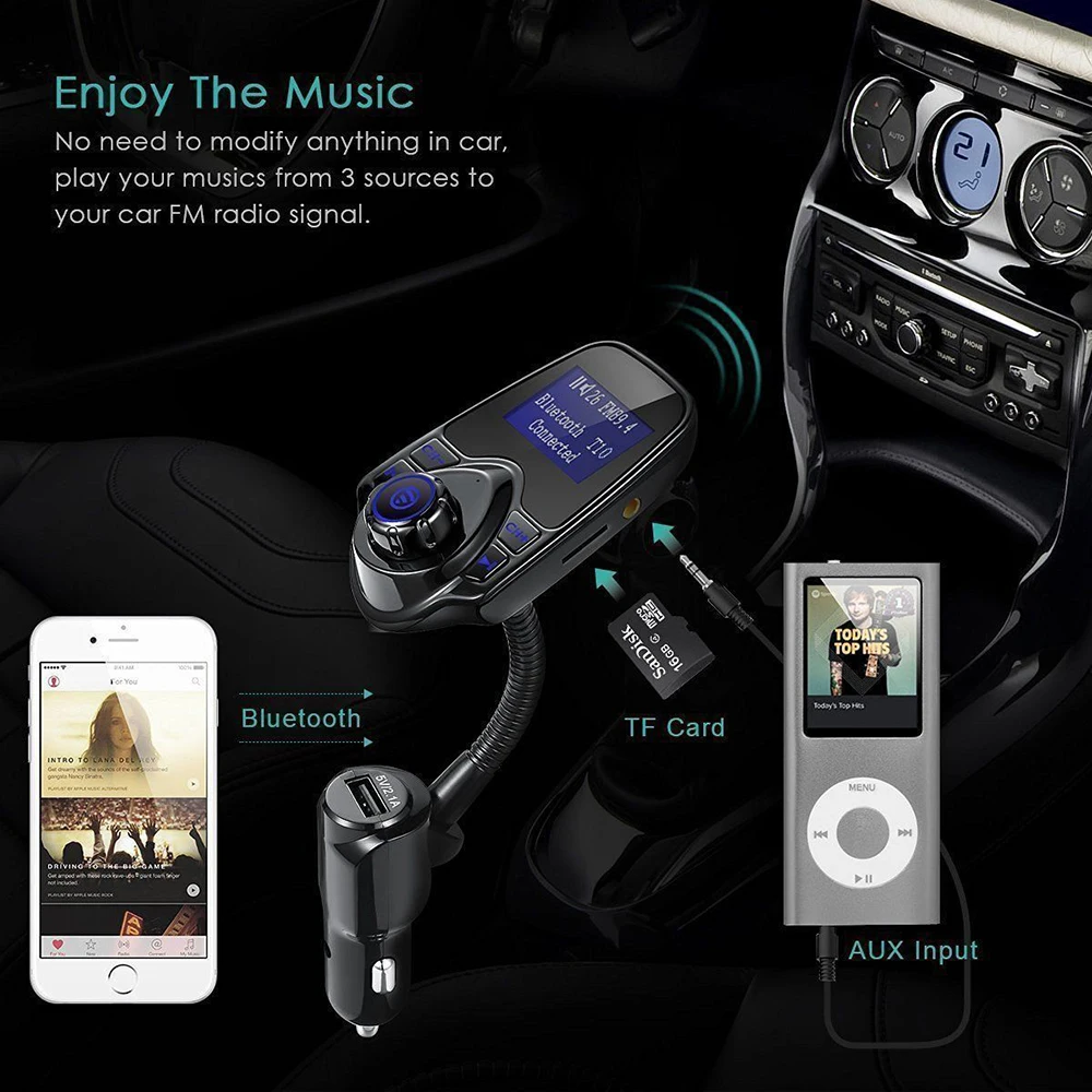 Bluetooth FM передатчик Bluetooth автомобильный комплект портативный Bluetooth автомобильное зарядное устройство Handsfree аудио беспроводной