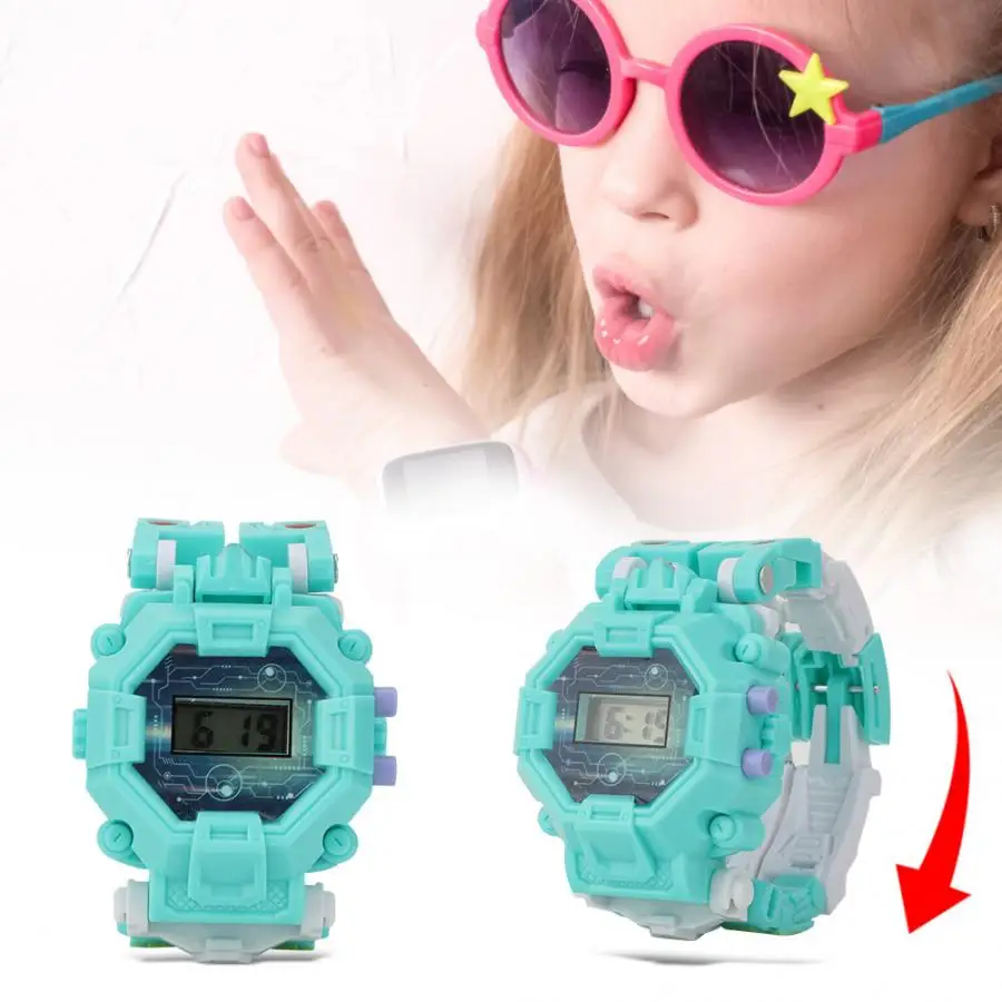 Дети мальчик творческой трансформации наручные часы игрушка Детские спортивные деформации детский Робот Электронные игрушечные часы