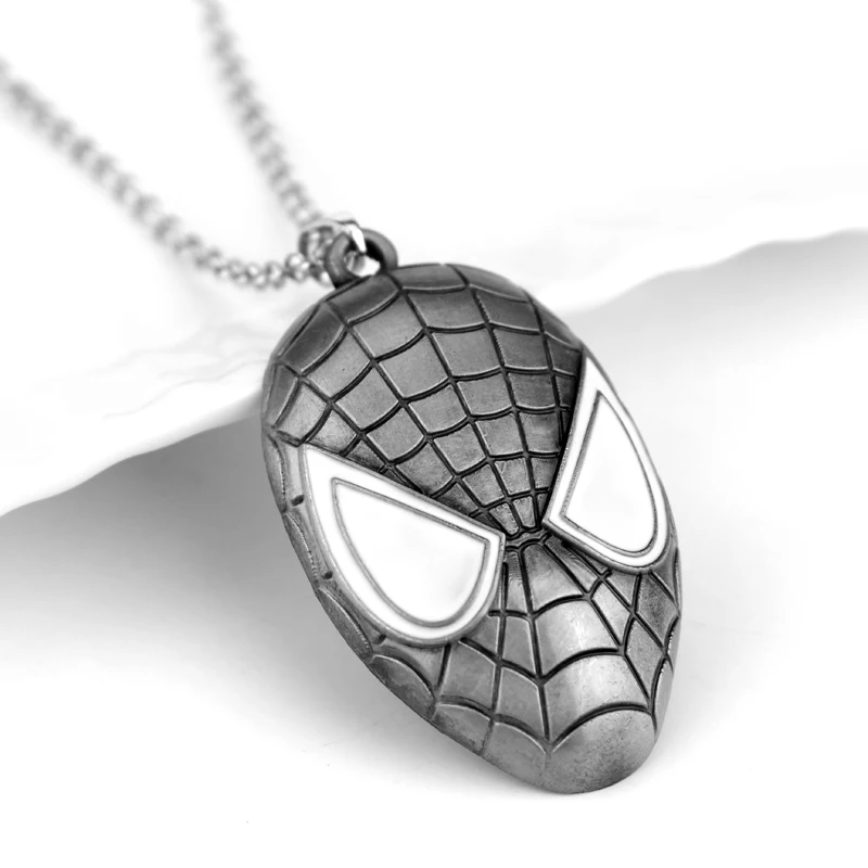 Ожерелье с человеком-пауком Человек-паук супергерой Marvel Comics ожерелье и брелок - Окраска металла: Silver