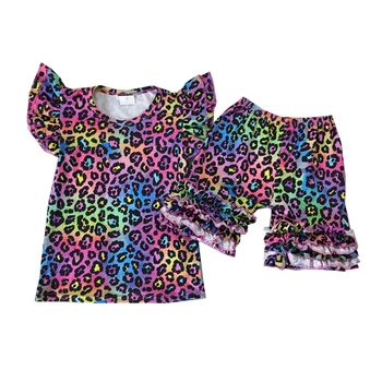 

Tye die girls summer outfits colorful girls' boutique sets ruffle girls short sets