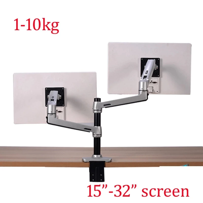 DL-8012D mechanical spring 1-10kg dual arm clamp grommet base 100x100 computer lcd table mount 15"-32" monitor desktop stand |