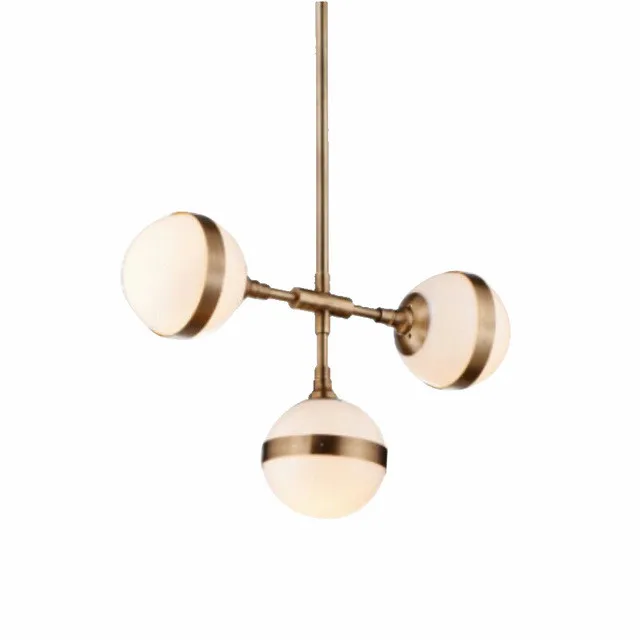American Loft RH Retro Metal Round Led E14 Chandelier Lustre Luminaria for Living Room Glass Shades Pendant Chandelier Lighting - Цвет корпуса: 3 lights L54cm