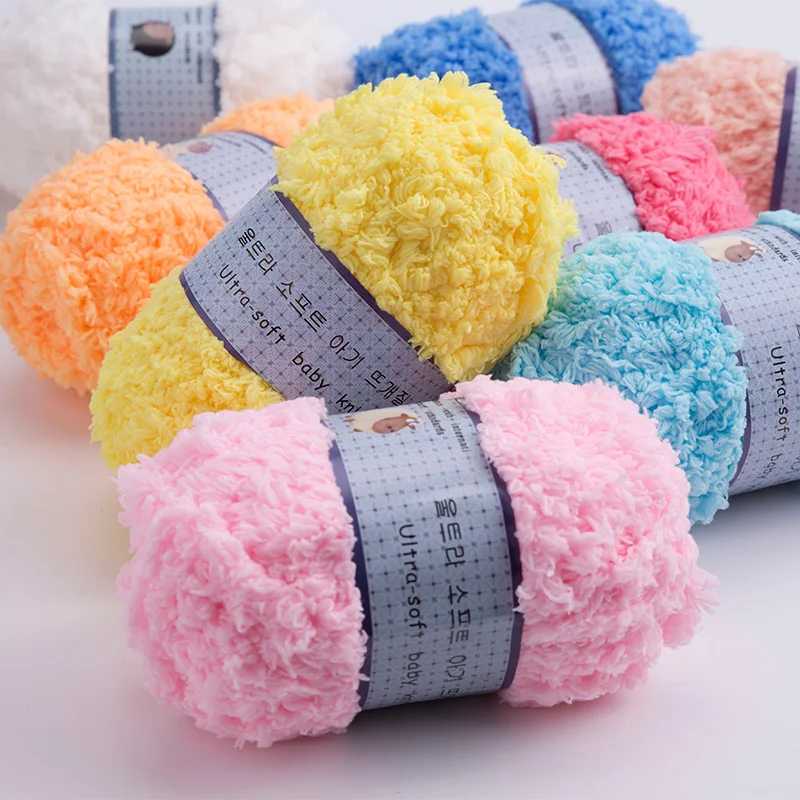 Soft Smooth Yarn Baby Knitting Wool Yarn Thick Yarn Fiber Velvet Yarn Hand Knitting Wool Crochet Yarn for DIY Sweater