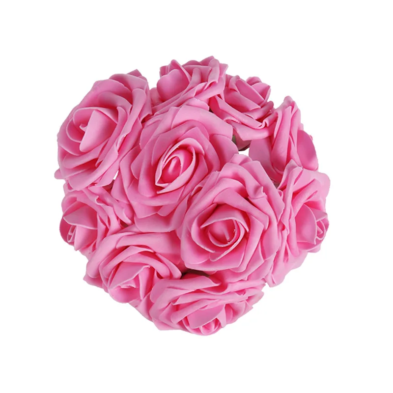 dark pink 25 шт., свадебные украшения, красочные искусственные из ПЭ-пены, розовые цветы для свадьбы, невесты, букет, вечерние, домашний декор, подарок на день Святого Валентина - Цвет: dark pink