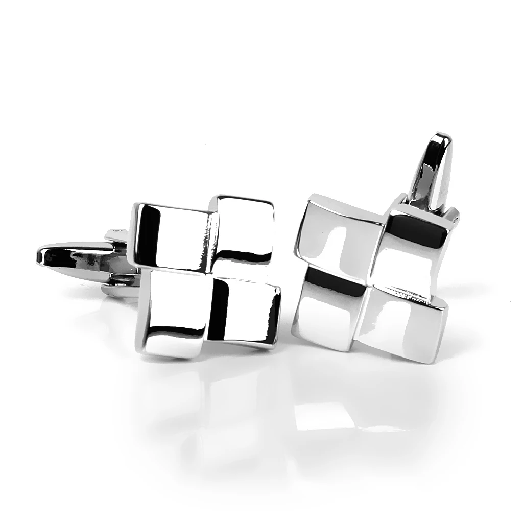 Phenovo Unique Men's silver color Geometric Dress Shirt Cufflinks Cuff Links Wedding Groom Anniversary Cufflinks Fashion Jewelry