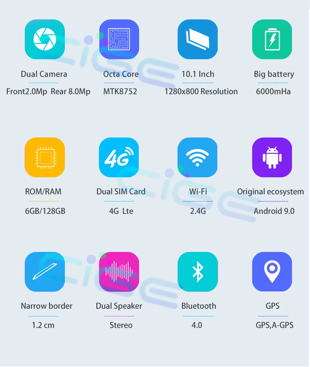 CiGe 10,1 дюймов планшетный ПК Android 9,0 3g 4G Восьмиядерный 6 ГБ ОЗУ 128 Гб ПЗУ gps FM Bluetooth планшеты телефонный звонок 10 ips 1280x800 подарки