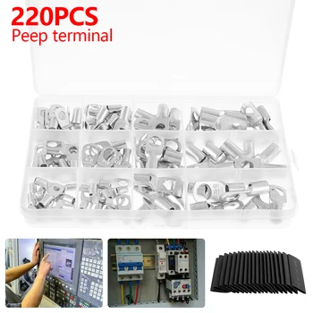 

220pcs Crimp Terminals Copper Ring Terminal Wire Crimp Electrical Wire Connectors Crimp Terminal Connector Assortment Kit