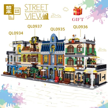 

Fit Creator Architecture Building Blocks City Street View Bricks Set Hill Tavern Summer Coffee Shop Playmobil Toys For Children